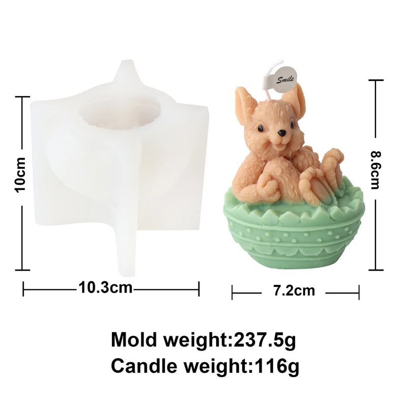 Easter Bunny Candle Mold 3D Rabbit Candle Silicone Molds Easter Bunny Resin Casting Mould for DIY Candle Making Polymer Clay