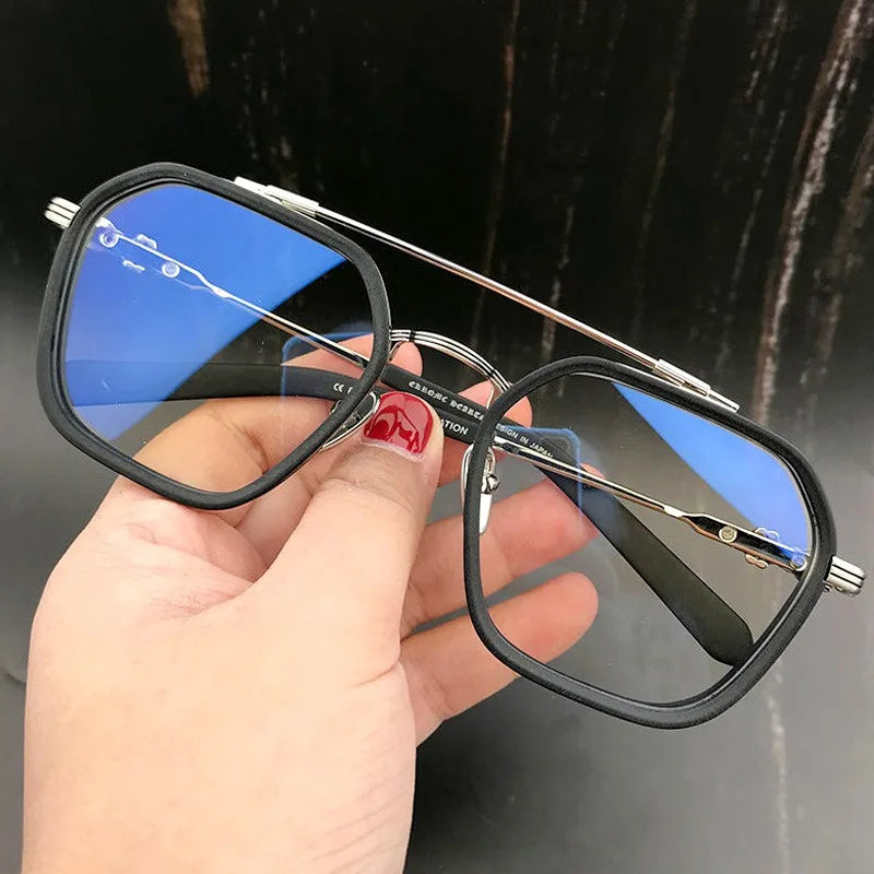 2024 New Fashion Men Sunglasses Oversized Frame Women Anti-blue Light Transparent Glasses UV400 Eyewear Flat Mirror Eyeglass