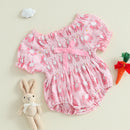 Baby Girls Rompers Easter Clothes Rabbit Print Bowknot Short Sleeve Summer Bodysuits Jumpsuits