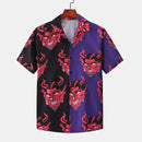 Hawaiian Shirt for Men Cuban Collar Devil Print Men's Shirt Streetwear Fashion Summer New Short Sleeve Top Men's Trendy Clothing