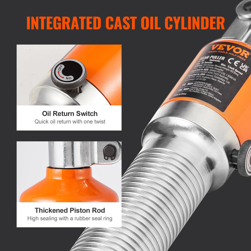 SucceBuy  5/15 Ton Hydraulic Gear Puller Wheel Bearing Puller Separator Tools Adjustable Two Three Jaws Garage Repair Shop Gears