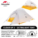 Naturehike Cloud Up 2 People Tent Ultralight 20D Camping Tent Waterproof Outdoor Hiking Travel Backpacking Cycling Fishing Tents
