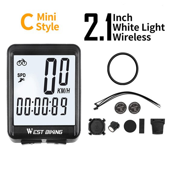 WEST BIKING Bike Computer Multifunction LED Digital Rate MTB Bicycle Speedometer Wireless Cycling Odometer Computer Stopwatch