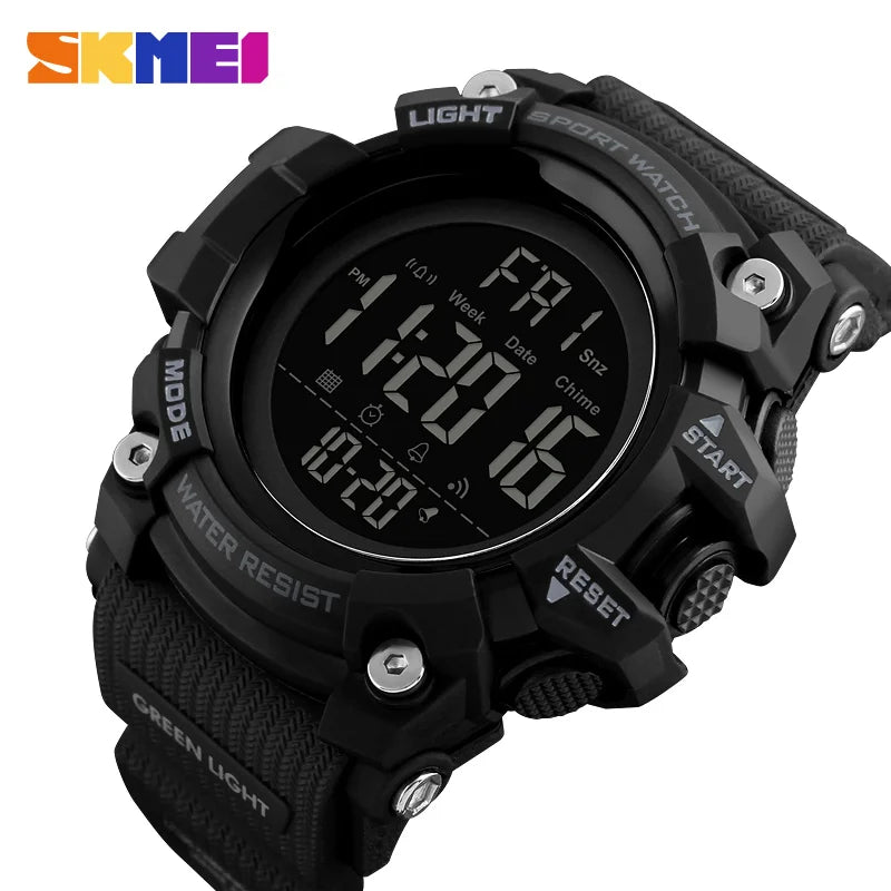 SKMEI 1384 Sport Watch Stopwatch Count Down Mens Digital Watches Soft Clock For Male reloj hombre with Shockproof 2 Time