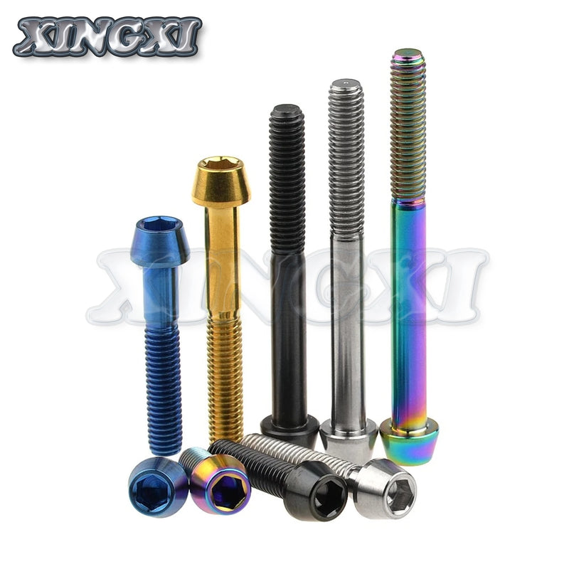 Xingxi Titanium M6x10 16 18 20 25 30 35 40 45 50 55 60 65mm Allen Key Taper Head Screw for Bicycle Headset Brake Bicicleta Bolts