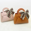 10pcs Easter Leather Mini Gift Bags With Bow Ribbon Packaging Box Wedding for Guest Candy Handbag Bag Birthday Party Decor bag