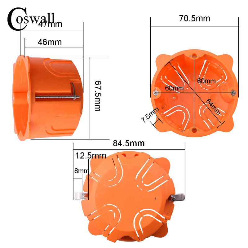Fireproof PC Material 1 Gang Dry Lining Box For Gypsum Board/Drywall/Plasterboad/ Downlight 47mm Depth Switch/Socket Cassette