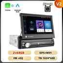 Podofo 1Din 7 ''Car Multimedia Player 8 + 128G 8Core Car Radio Carplay Android Car WIFI GPS Navigation Retractable Screen Stereo