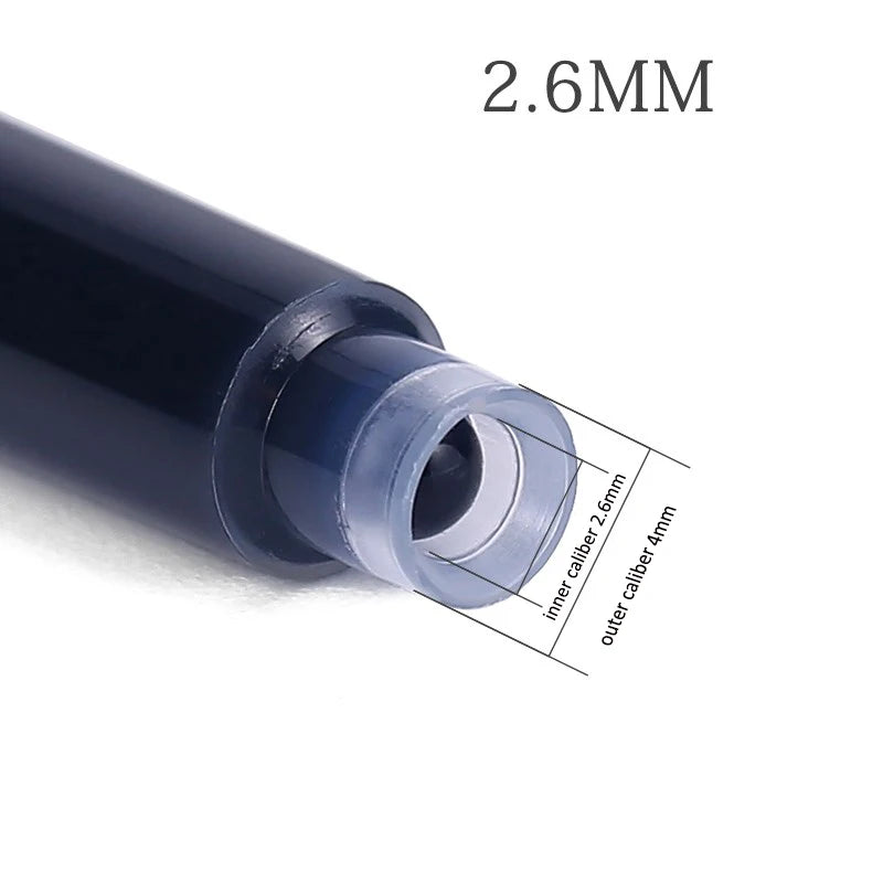 10pcs/pack 2.6mm Caliber Ink Cartridges for Fountain Pens Black/Dark Blue/Red/Erasable Blue Disposable Cartridges Ink Supplies