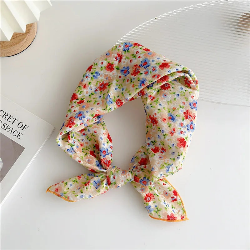 Approx 55cm Cotton Linen Square Scarf Neckerchief Spring Autumn Scarves Neck Scarf Turban Bandanas Headband Decoration for Women