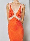 Tossy V-Neck Fashion Lace Maxi Dress Women High Waist Fashion Slim Backless Summer Dress Elegant Patchwork Women's Long Dress