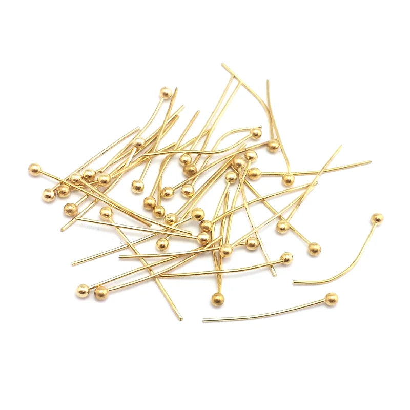 200PCS Length 14MM to 50MM thickness 0.5MM or 0.7MM Brass Ball Pins Connect Beads Pins Diy Jewelry Findings Accessories