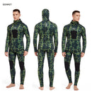 3mm/5mm Spearfishing Wetsuit Camouflage Open Cell Neoprene Free Diving Suit 2-Piece Fullsuit Mens Hooded Snorkeling Suits