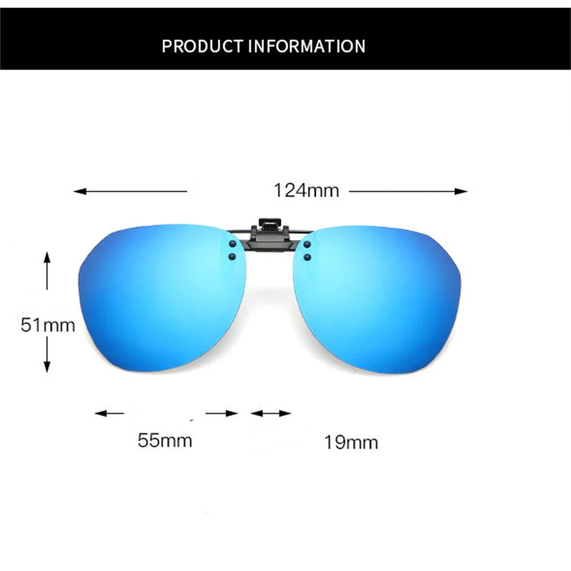 KLASSNUM Men Sunglasses Clip Polarized Lens Sun Clips Glasses Cover Night Vision Eyewear UV400 Women Driver Flash Mirror 2023