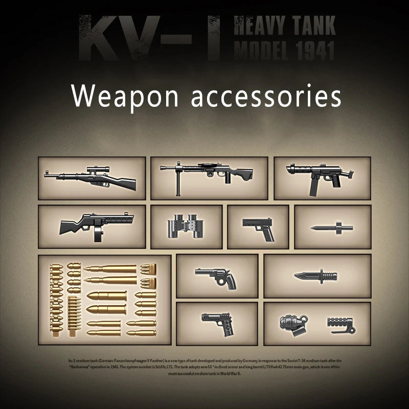 Military World War Russian T-34 KV-1 Heavy Tank Building Blocks WW2 American M4A3 Sherman Stuart Tank Technical Bricks Kids Toys