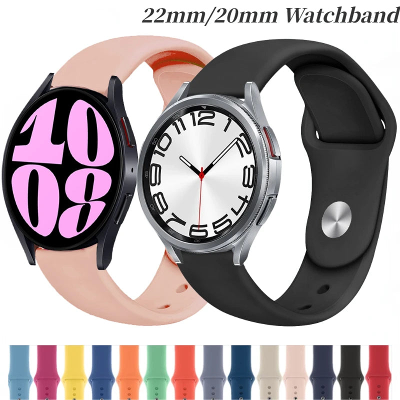 20mm 22mm Silicone Band For Samsung Galaxy Watch 6/5/4/Huawei Watch 4/3/GT3-2 Sports Bracelet Wristband Amazfit GTR/GTS 4 Correa