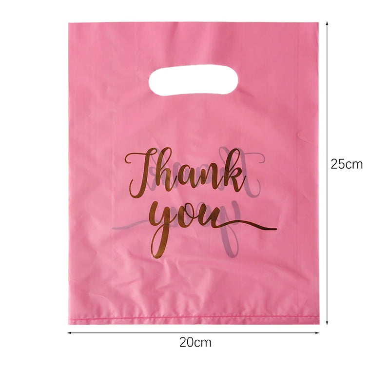 100/50/10Pcs Thank You Gift Bags Wedding Birthday Guest Gift Wrap Plastic Shop Bags Small Business Candy Pastry Store Packaging