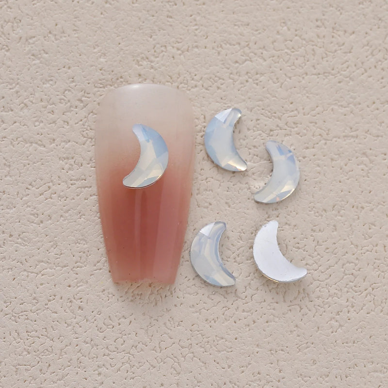 100pcs/Pack White Opal Drop Heart Mixed Shaped Resin Rhinestone Fancy Style Shiny 3D Manicure Nail Art Decoration Charms Jewelry