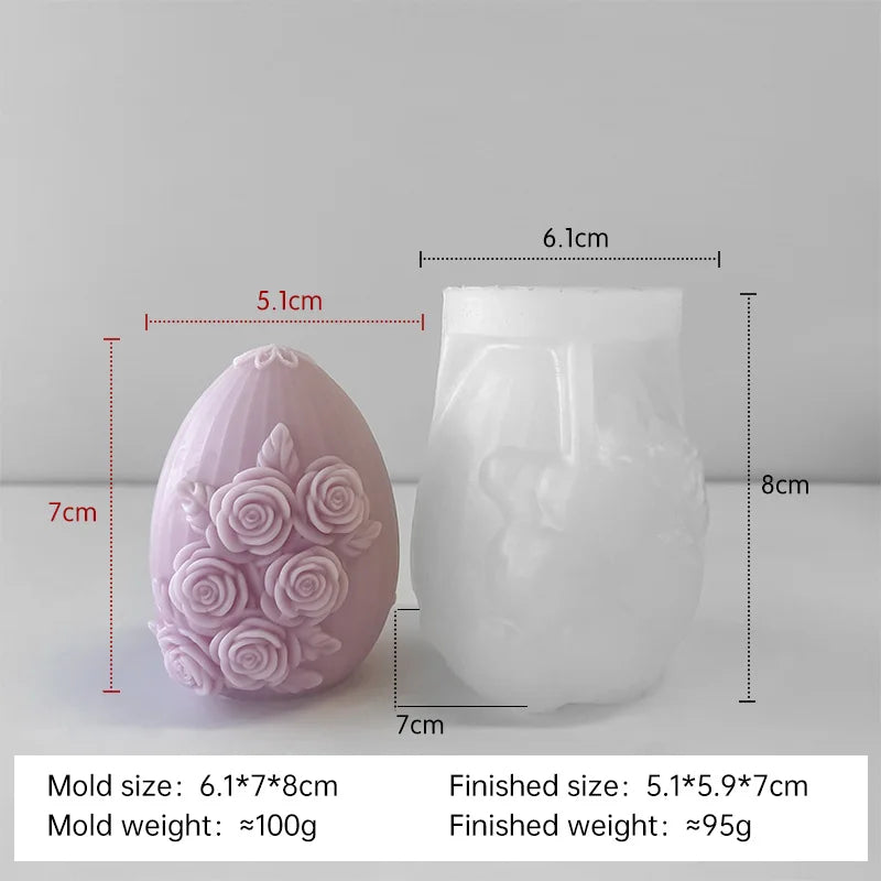 3D Creative Easter Eggs Silicone Mold DIY Flower Butterfly Egg Aroma Candle Plaster Ornaments Mould Easter Decor Crafts Molds