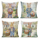 Happy Easter decoration pillow cover country farmhouse home room decoration Rabbit and egg pattern printing sofa cushion cover