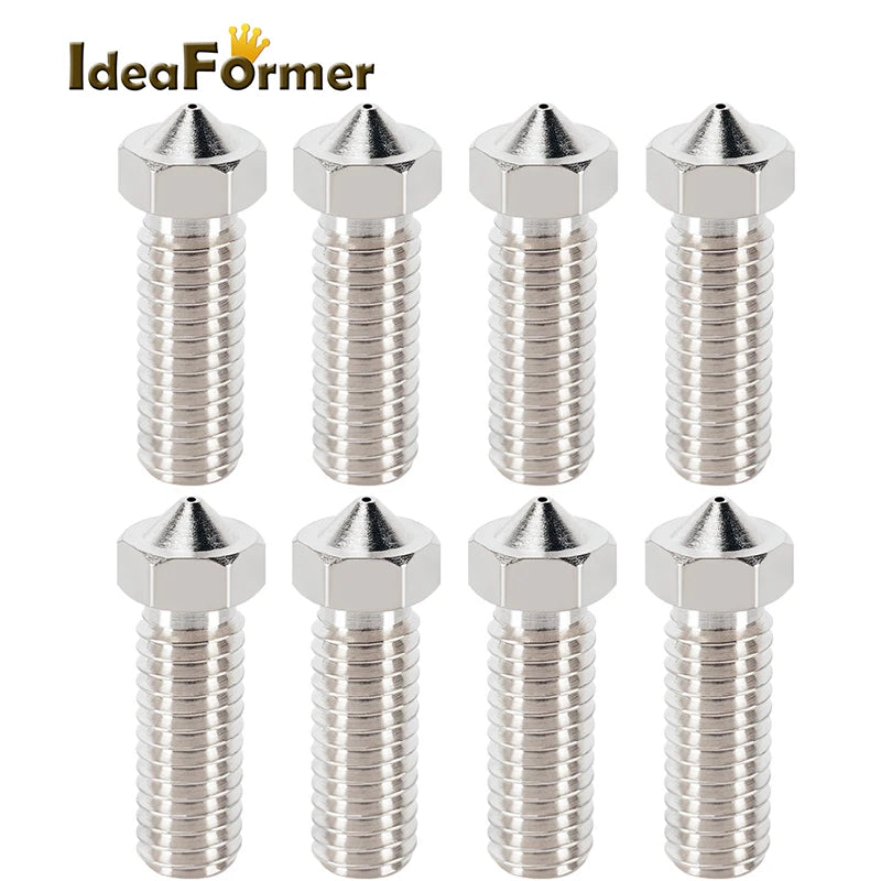 8pcs 3D Printer Parts Volcano Nozzle Brass Stainless Steel 0.4 0.6 0.8 1.0 1.2mm M6 Heatblock Nozzle Sidewinder Genius Anycubic