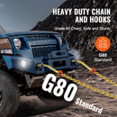 SucceBuy G80 V Towing Bridle Chain Towing with 15" J & Grab Hooks Transport Tow Chain Bridle for Flatbed Truck Wrecker Recovery