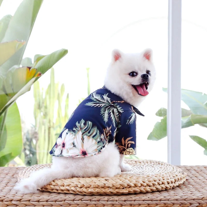 Hawaiian Style Summer Pet Shirt for Small Medium Dogs Chihuahua Yorkie Thin Breathable Vest Puppy Cat Beach T-Shirt Dog Costume