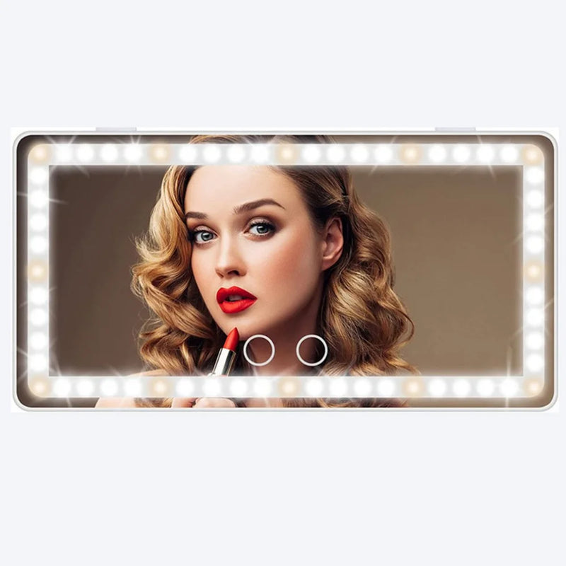 Car Sun Visor Vanity Mirror with Led Light Rechargeable Compact Mirror with 3 Light Modes Car Interior Sun-shading Makeup Mirror