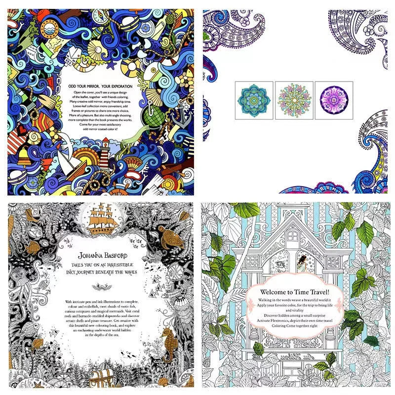 1 Pcs New 24 Pages Mandalas Flower Coloring Book For Children Adult Relieve Stress Kill Time Graffiti Painting Drawing Art Book