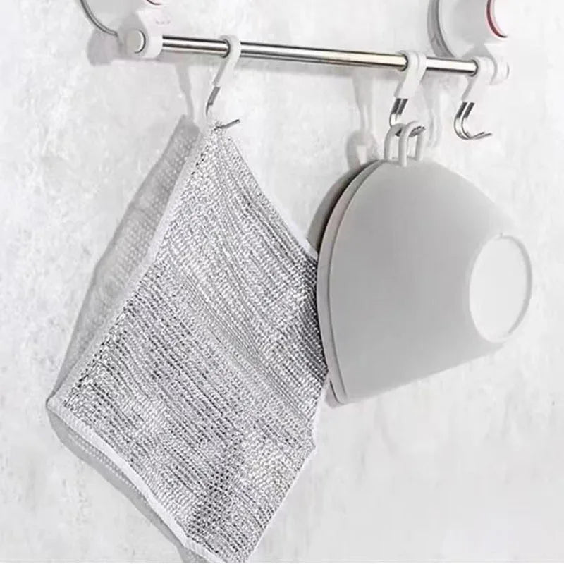 Rust Removal Cleaning Cloth Kitchen Magic Dishwashing Towel Metal Steel Wire Cleaning Rag Microwave Stove Clean Tools Dish Cloth