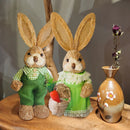 2024 New Rustic Cute Straw Rabbits Bunny Decorations Easter Party Home Garden Wedding Ornament Photo Props Crafts 35cm Decor