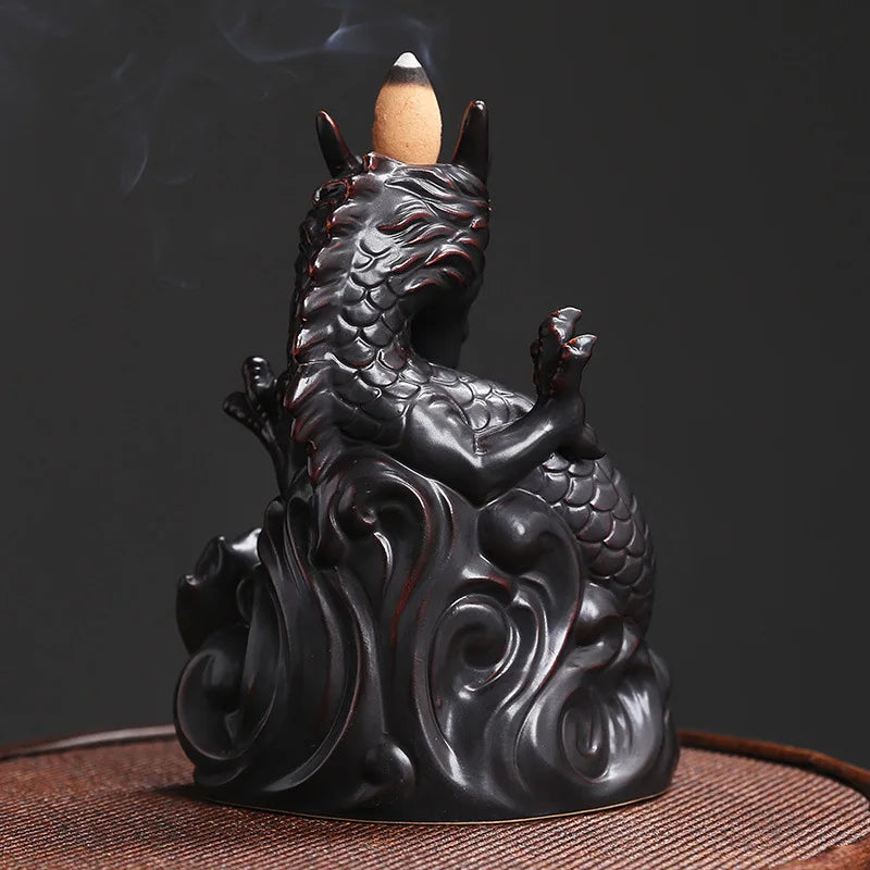 Dragon Ceramic Handicrafts Incense Stick Holder Home Ornaments Backflow Incense Burner(Without Incense)