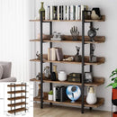 Bookshelf, Round Bookshelves Etagere Bookcase, 63 Inch Industrial Wood Book Shelf with Staggered Shelves, Living Room