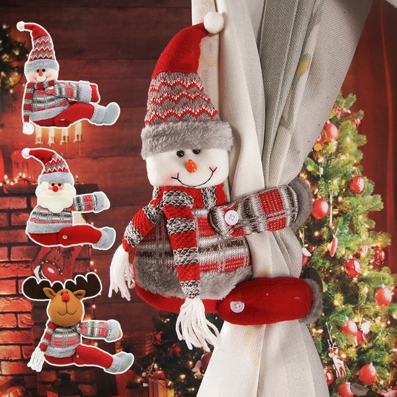 Christmas Decoration Curtain Strap Santa Claus Christmas Tree Ornament Home Decor Snowman Curtain Strap Party Supplies