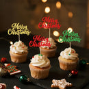 YOMDID 24Pcs Merry Christmas Cupcake Toppers for Christmas Cake Toppers Picks Xmas New Year Party Supplies Cake Decorations