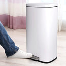 Resistant Rectangular Trash Can With Soft-Close Foot Pedal, Brushed Stainless Steel, 30L, Satin Nickel Finish