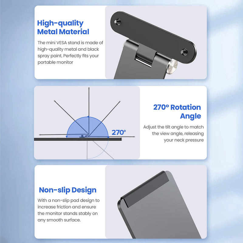 Cdisplay Monitor Stand VESA 75x75mm M3/M4 Portable Computer Screen VESA Adapter for Monitor with Hand Screw for 7-17.3 Inch Monitor Mount Adjustable Bracket Vertical Desk Holder with Swivel/Tilt/Rota VESA Stand