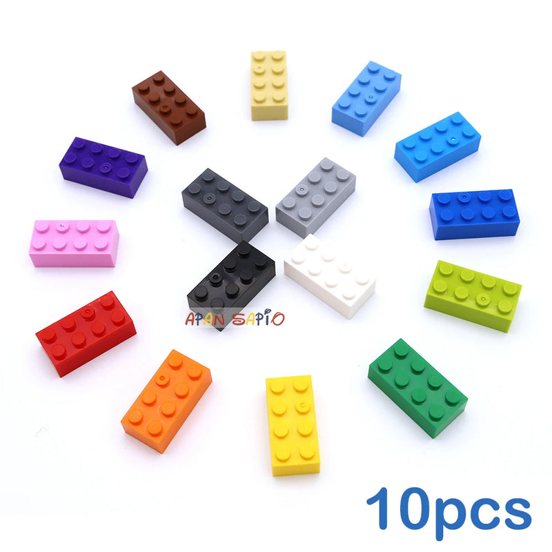 10pcs/lot DIY Blocks Building Bricks Thick 2X4 Educational Assemblage Construction Toys for Children Size Compatible With Brand