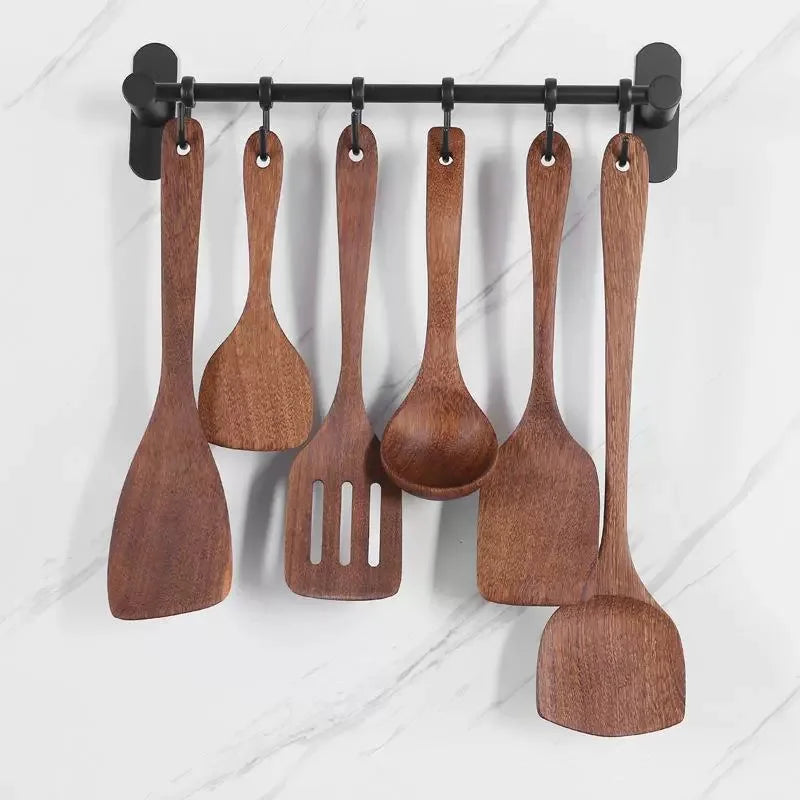Wooden Spatula Wooden Spoon Frying Spatula Solid Wood High Temperature Resistant Soup Spoon No Paint No Wax Natural Material