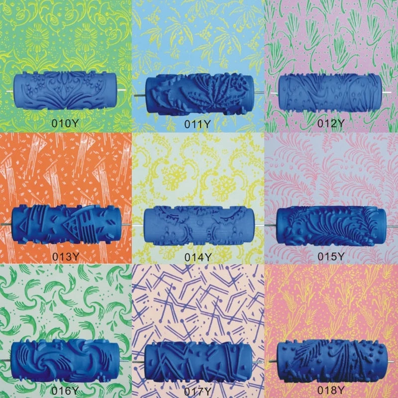 5" Embossed Paint Roller Sleeve Wall Texture Stencil Brush Pattern Decor 025Y