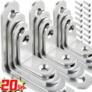 Stainless Steel Corner Bracket L Right Angle Connector Brackets Furniture Cabinet Fastener Corner Brace Shelf Support with Screw