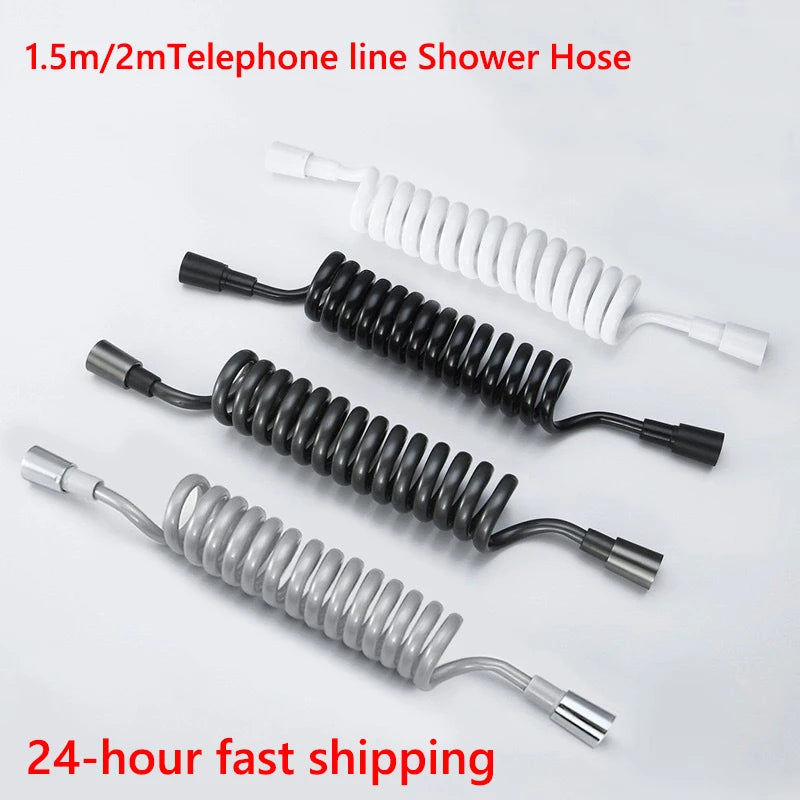 1.5m/2mTelephone line Shower Hose PU Bathroom Spring Flexible for Water Plumbing Toilet Bidet Sprayer Bathroom Accessories