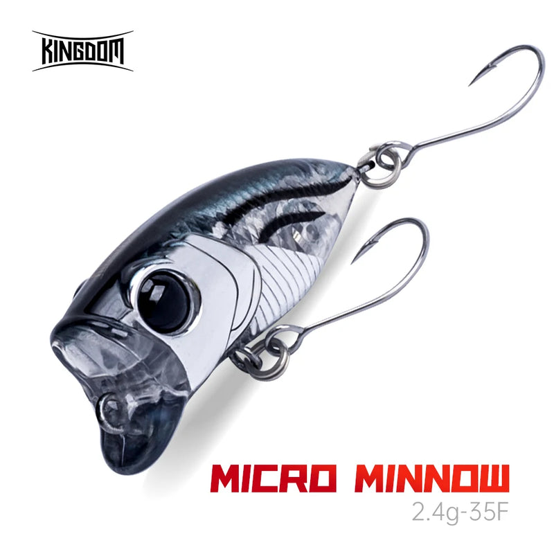 Kingdom Micro Minnow Hard Bait Topwater Fishing Lures 2.4g 35mm Z-Action High Quality Floating Popper Single Hook For Bass Pike