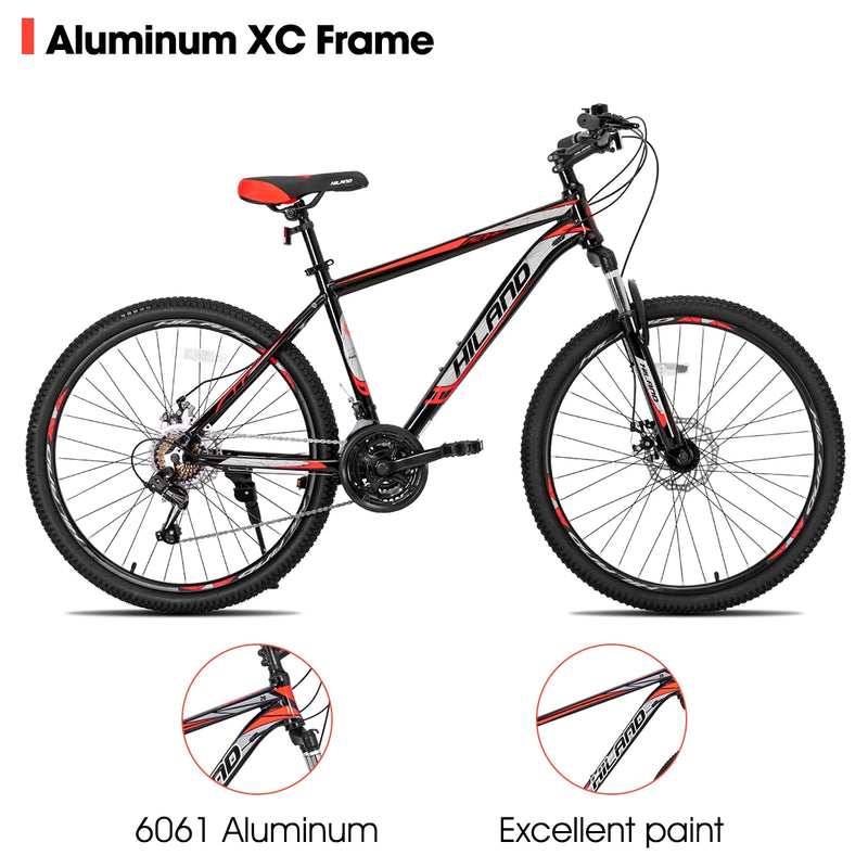 Hiland Mountain Bike, Multi-Spokes,Shimano 21 Speeds Drivetrain,Aluminum Frame 26 inch Wheels, Men's MTB Bicycle