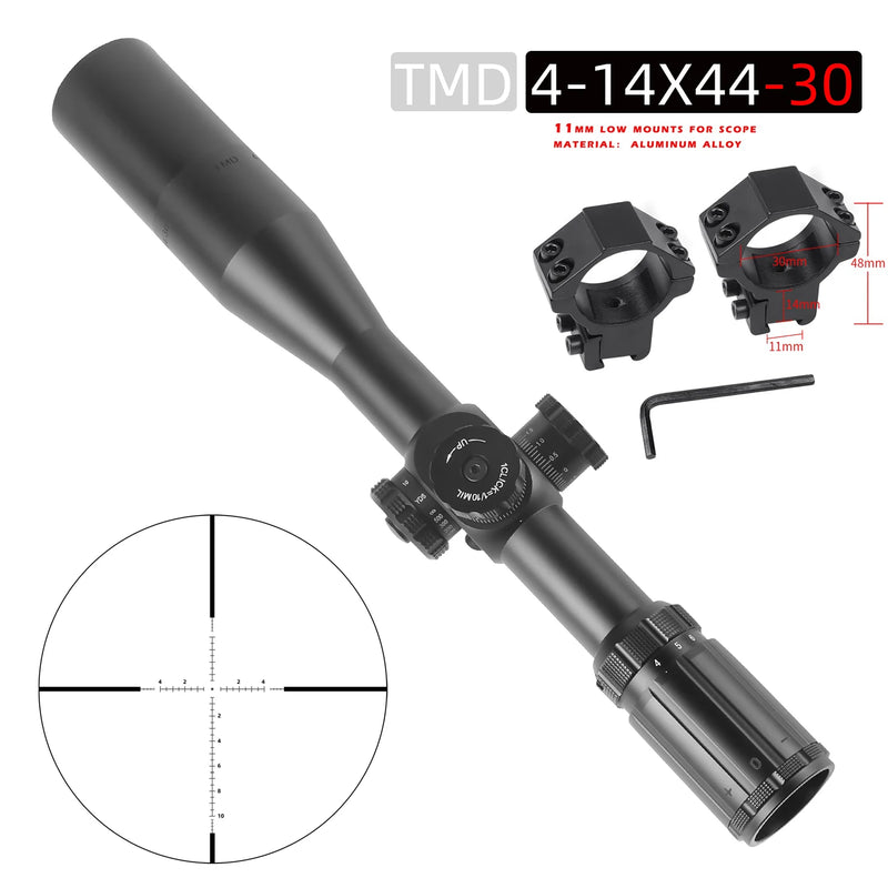 LunetaTMD 4-14x44 FFP Optics Tactical Rifle Scope Hunting First Focus Plane Lunettes Spotting Scopes Optical Collimator  Sight