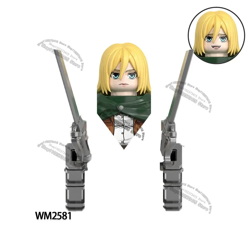 WM6165 WM6166 WM6148 Blocks Anime Bricks Dolls Action Toy Fig Building Blocks Erem Jaeger Armin Levi Mikasa Model Doll