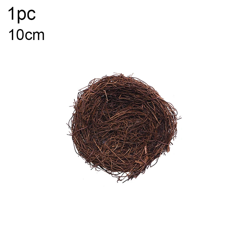 8-25cm Round Rattan Bird Nest Easter Decoration Bunny Eggs Artificial Vine Nest For Home Garden Decor Happy Easter Party Supply
