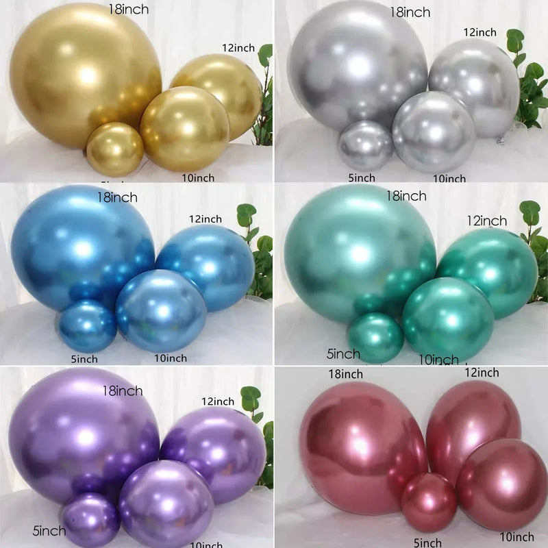 5/10/12/18 Inch Metallic Balloon Chrome Mermaid Theme Metal Air Latex Balloons Wedding Birthday Party Decoration Baby Shower