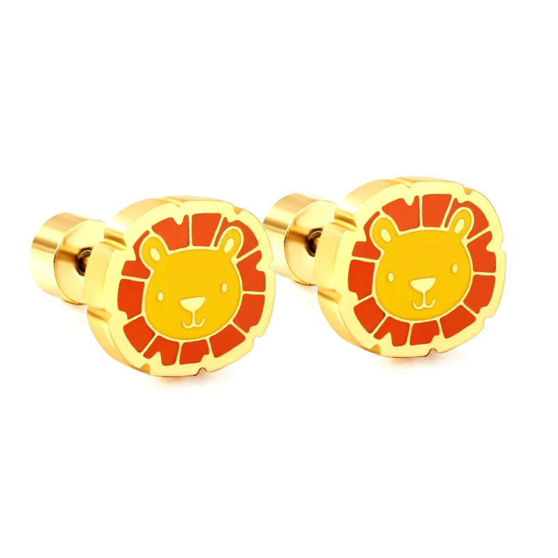 LUXUSTEEL Lovely Coloful Animal Stud Earrings For Girls Stainless Steel Anti-allergy Rabbit Penguin Dog BFF Jewelry Gifts