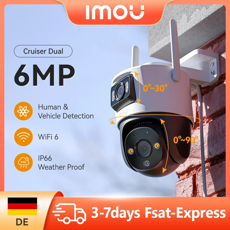 IMOU Cruiser Dual Lens 6MP PT Camera AI Vehicle Detection Smart Color Night Vision Home Security Surveillance Outdoor Camera